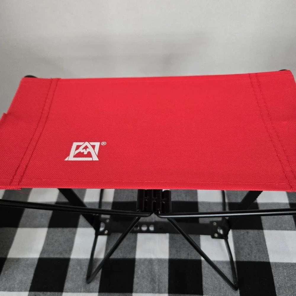 Red Folding Travel Camping Chair Canvas Seat Metal Frame Carrying Bag Convenient